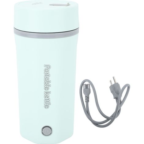 Bouilloire électrique portative de voyage 300W 500ml en acier inoxydable 304, chauffe-eau automatique mini pour café thé lait, vert clair, prise US 110V 60Hz (1/5)