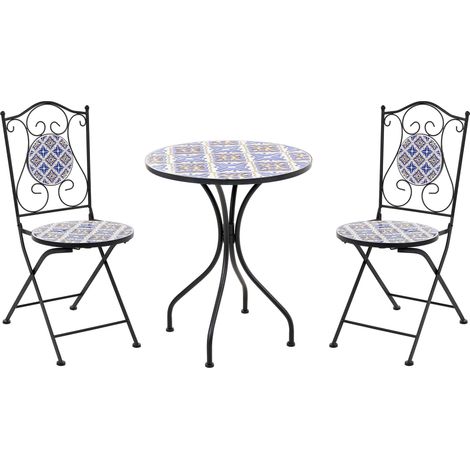 Bistro Set SIPONTO Metall Weiß / Blau (1/5)
