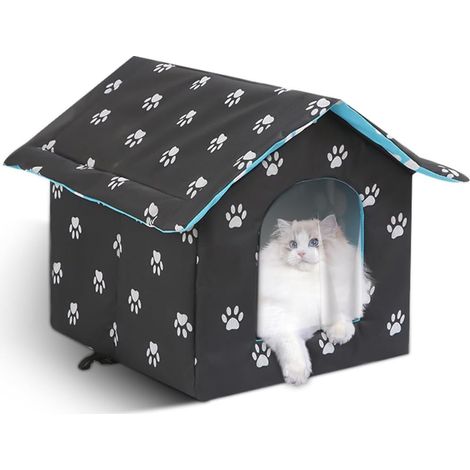 Outdoor Cat Kennel, Waterproof, Winter Resistant, Outdoor Dog Kennel for Cats, Weather Resistant for Pets (Black Claw Marks, M) (1/5)