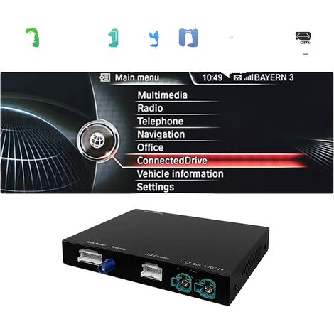 CarPlay sans fil Android Auto, fonctions Mirror Link, compatibilité BMW série 5 7, NBT ID4-noir (1/2)