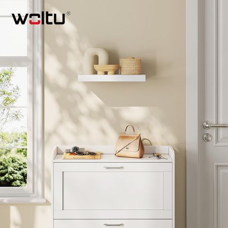 WOLTU 1x Wandregal, Schweberegal MDF Schweberegal, Freischwebendes Regal, für Büro Wohnzimmer Schlafzimmer Küche, 40x22.9x3.8 cm, Weiß (1/5)
