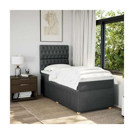 Sommier Snowco (matelas inclus), gris foncé, 80 × 200 cm, tissu, tissu doux et respirant, pour chambre, décor moderne, facile à assembler (1/5)