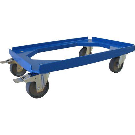 ALUTEC Rollwagen für Kunststoffboxen (610x410mm, 250 kg, Feststellbremse, blau)