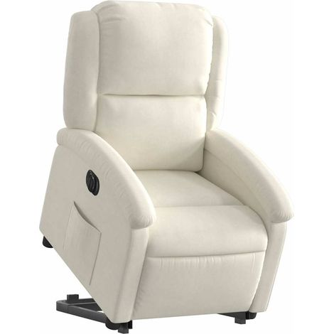 vidaXL Poltrona Alzapersona Reclinabile Elettrica Crema in Velluto