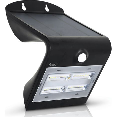 Projecteur Led Mural Solaire NOIR Détecteur de mouvements 3.2W 400 Lm ASLO