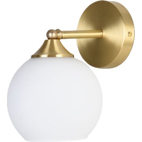 Applique murale pour salle de bain avec douille E27, base métallique Doré et abat-jour en verre 5W Lumière chaude