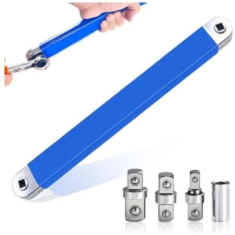 Clé d'extension coudée Offset avec adaptateur d'entraînement 1/2", 1/4" et 3/8", clé d'extension offset pour mécaniciens, artisans de garage (1/5)