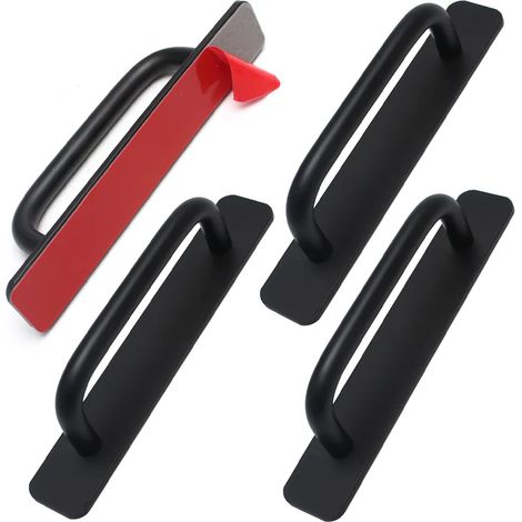 Poignées de porte, poignées de porte en alliage d'aluminium de 147 mm, accessoires de porte, poignées sans perçage, poignées pour portes coulissantes (1/4)