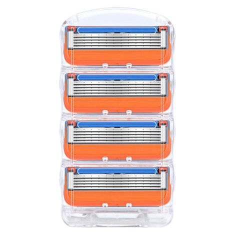 Cuchillas de afeitar manuales, de 5 capas, cabezales naranjas (paquete de 4)