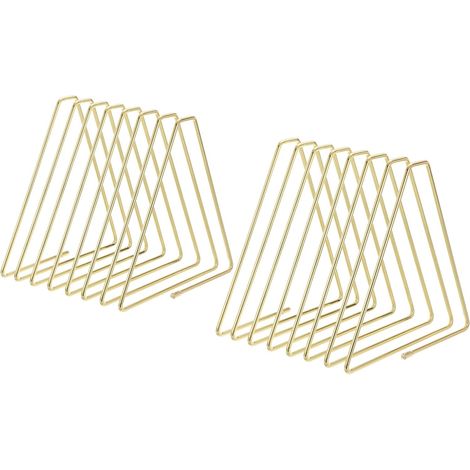 serre-livres, support de bureau triangulaire, support en fil métallique avec 7 emplacements pour disques vinyles, albums, magazines, livres et classeurs, couleur dorée (1/5)
