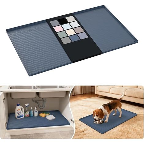Tapis sous Évier en Silicone 55 x 86 cm, Protection Meuble Étanche (1/4)