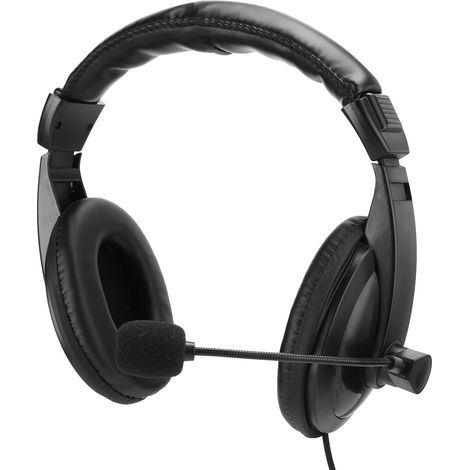 Casque mains libres supra-auriculaire à réduction de bruit avec talkie-walkie, bouton PTT, micro et haut-parleur.