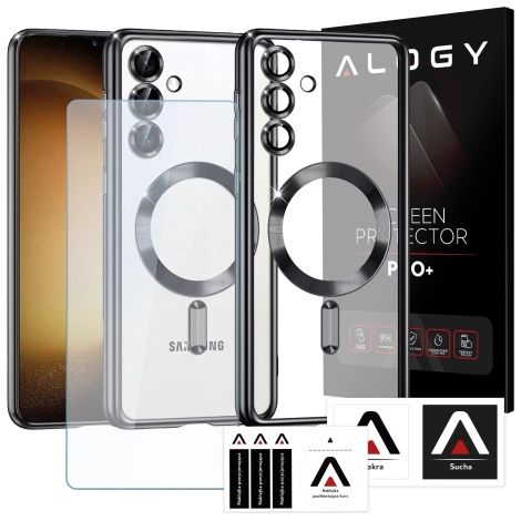 Funda de lujo con anillo Alogy LuxeShield™️ Glamour para Samsung Galaxy S25 con cubierta para cámara, color negro + cristal templado. (1/5)