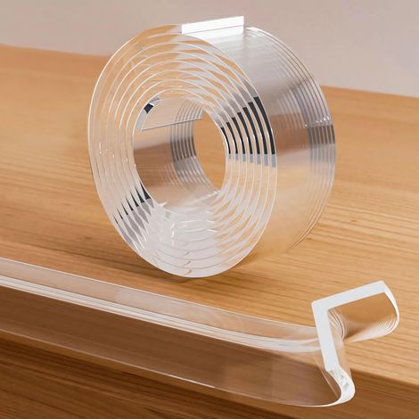Protector de esquinas transparente para mesa de bebé, cinta nanoadhesiva preadhesiva extrafuerte de 2 m, protección para mesas y muebles de bebé, protector de bordes y esquinas para refrigeradores y a (1/5)