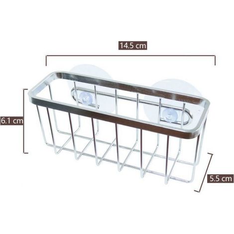Porte-éponge - Porte-savon - Panier Évier Acier Inoxydable - Pour Cuisine - Fixation Ventouse - Argenté - 1 Pièce (1/5)