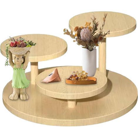 Wooden Riser, Wooden Stands for Display, Wooden Display Stand, Multi Purpose Step Stand, Wooden Countertop Display Riser, 3 niveaux Display Stand, Cosmetic Display Riser for Jewelry, Dolls, Cupc (1/5)