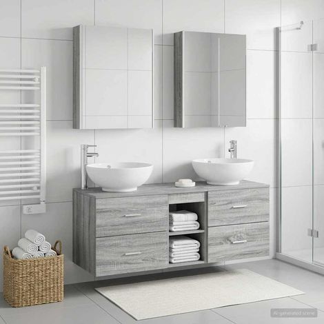 vidaXL Bathroom Furniture Set 5 pcs Grey Sonoma (1/5)