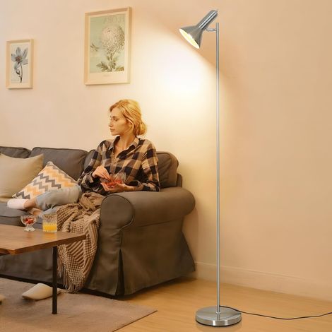 Lámpara de Pie Vintage Industrial níquel – Lámpara de Salón Estilo Retro con Pantalla Orientable, Casquillo E27 Máx. 60W, Altura 161 cm, Base de Metal para Oficina y Dormitorio (Bombilla no incluida) (1/5)