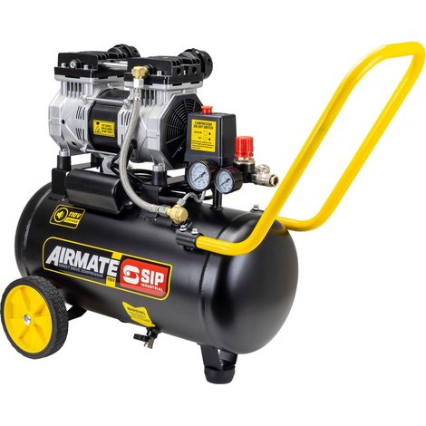 SIP AIRMATE 110V 24L 2hp Low Noise Oil-Free Direct Drive Compressor - L29 x W77 x H58 cm