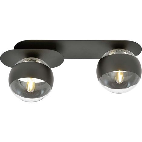 Plafoniera Minimal Teia Acciaio Nero 2 Luci E14 Ip20 (1/5)