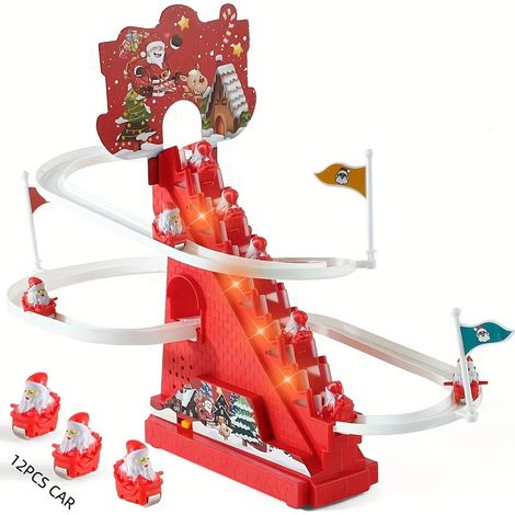 Toboggan électrique avec échelle et mini-voiture, thème Père Noël, jouet éducatif et puzzle (1/5)
