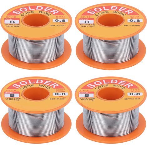 4 bobines de fil à souder avec flux, soudure haute pureté sans nettoyage, 50g 0,8mm par bobine (1/5)