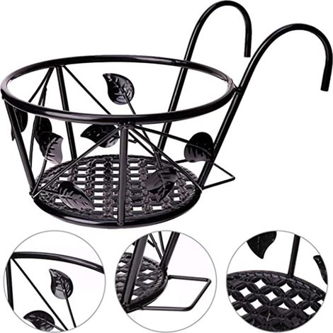 ManoML01 Balkonblumenhalter, Hängehalterung aus Metalldraht, doppelt, 22 cm, Grau, 1 Stück (1/5)