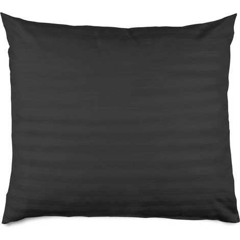 Kissenbezug 50x60 cm, Baumwolle mit Bambusfaser, gestreift, schwarz (1/4)