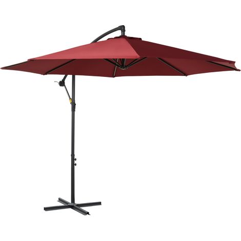 Parasol excéntrico inclinable Ø295 cm manivela base cruzada soporte acero granite