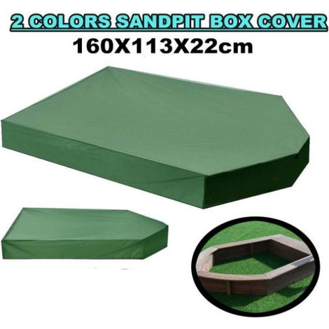 (160 x 113 x 22 cm) Housse imperméable verte pour bac à sable de jardin, terrasse, bateau ou petite baignoire. (1/4)