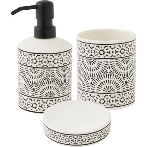 Set salle de bain à motifs 3 pièces porcelaine (1/5)