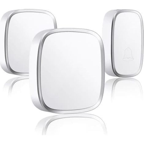 Sonnette sans fil - Sonnette à brancher avec 36 sonneries et flash LED pour la maison ou la salle de classe-AquaForge