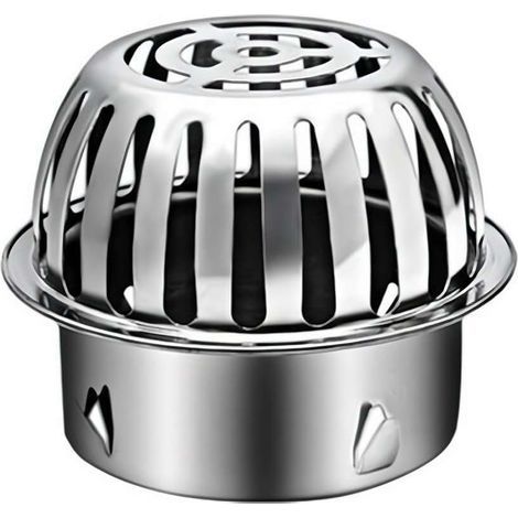 Grille d'évacuation ronde extérieure pour atrium, couvercle de dôme d'évacuation de toit en acier inoxydable, crépine anti-obstruction (110 mm) (1/5)