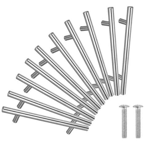 20PCS Poignée Bâton De Porte T- Bar Cuisine Porte Meuble Poignées Acier Inoxydable - Entraxe 64 mm-- (1/4)