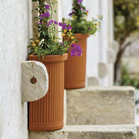Vaso Semicerchio Millerighe rotondo in resina per piante e fiori "Made in Italy" da esterno -Impruneta