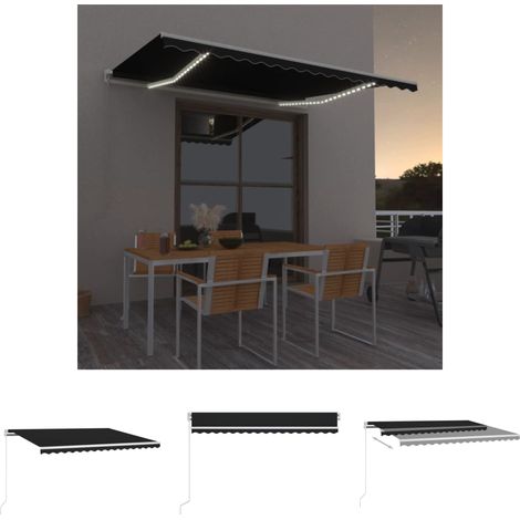 The Living Store - Markise Manuell Einziehbar mit LED 400x350 cm Anthrazit (1/5)