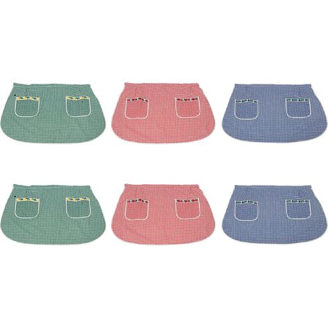 Pack 6 Pezzi Grembiule Cucina Chef Casa Barbecue Con Tasche Dis. Quadretti Modello Alberica (1/4)