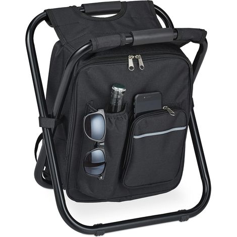 Campinghocker mit Tasche, faltbar, tragbar, leicht, 42 x 35 x 29 cm, Handgepäcksitz, Polyester, schwarz (1/5)