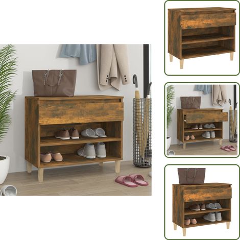 Schuhregal Räuchereiche 70x36x60 cm Holzwerkstoff - Schuhschrank - Schuhanlage - Garderobe - Flurmöbel - Regal (1/5)