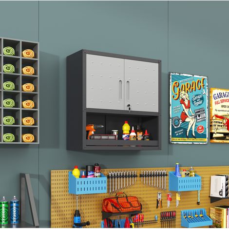 Wand-Metallschrank 75 x 77 x 30 cm, abschließbar, grau OKMYHOME (1/5)