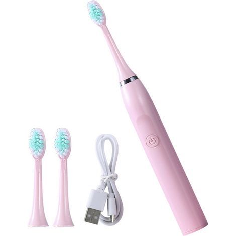 Rechargeable electric toothbrush for adults, waterproof, ideal for travel, with 3 brush heads. - AquaForge