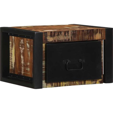 Mesilla de noche-Mesita de noche-Mesapara Dormitorio multicolor 40x35x25 cm madera maciza reciclada