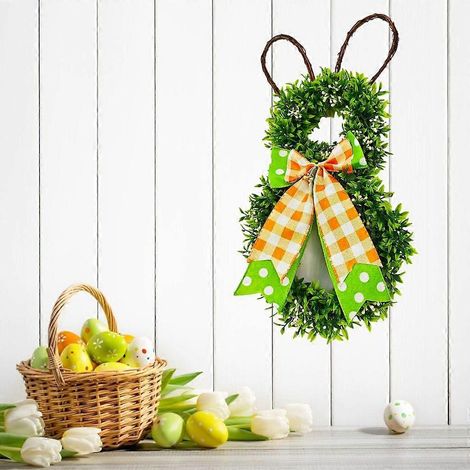 Décorations printanières pour porte, panneau de bienvenue, couronne, tentures murales extérieures (1/4)