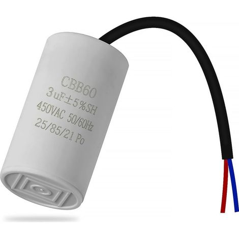 CBB60 450 V 3 µF 50/60 Hz Anlaufkondensator, Entstörkondensator, Motoranlaufkondensator, Mikrofarad-Kondensator mit Kabel (1/5)