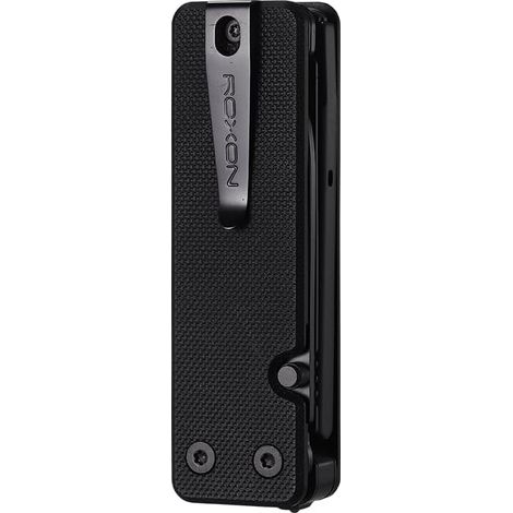 NOIR Couteau de poche multifonction avec grande lame de ciseaux manche en G10 et clip de poche, 13 fonctions en 1, idéal pour le camping, la randonnée, les urgences et un usage quotidien (1/5)