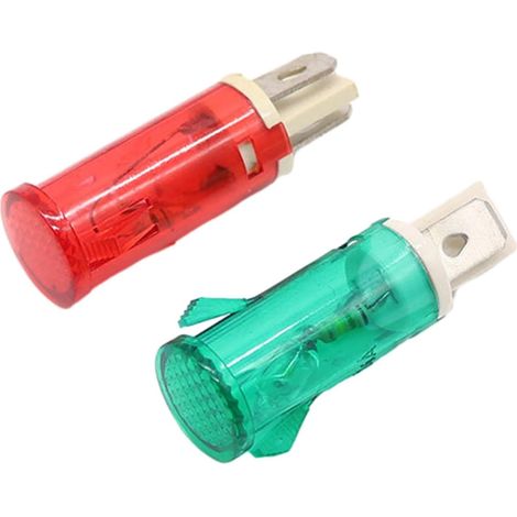 Voyant Lumineux 220V - Lot de 2 - PP et Cuivre - Montage Panneau 12,7mm - Électroménager et Industrie - 4,1x1,4cm