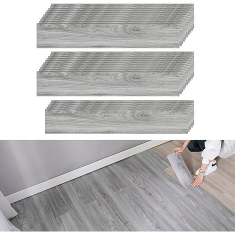 Revêtement de Sol en PVC, Dalle PVC Adhesive Sol 25 Pièces 1.5m² Lames de Vinyle Autocollantes 40X15CM Parquet Clipsable Pour salon,cuisine (1/5)