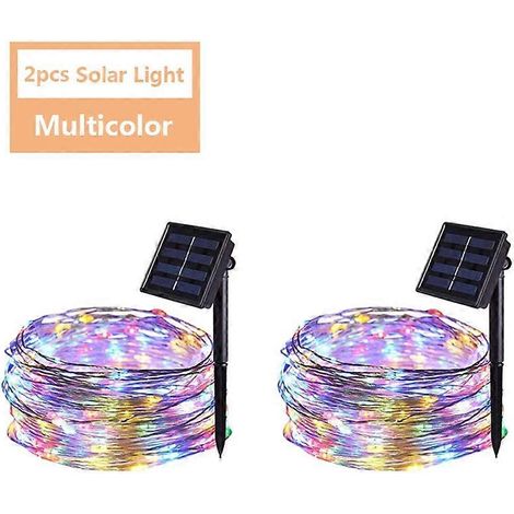 Guirlande lumineuse solaire LED étanche pour jardin fête ou arbre - 2 pièces multicolores (1/5)