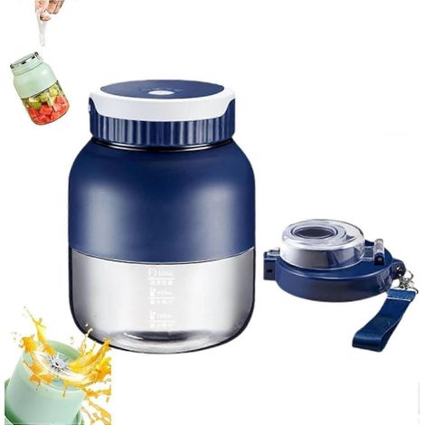 Mini mixeur plongeant extraction directe jus sans passoire double couvercle bol unique compatible lave-vaisselle - Bleu (1/5)