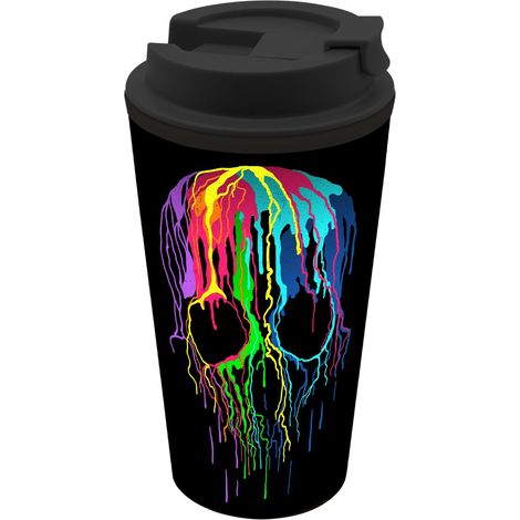 Tasse à café à emporter - Motif tête de mort - Fluo - 400 ml (1/2)